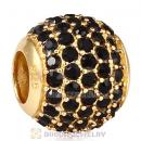 Gold Plated Sterling Pave Lights with Jet Austrian Crystal Charm