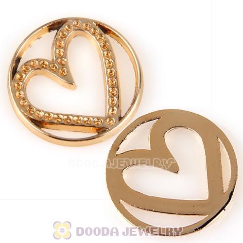 22mm Large Rose Gold Heart Alloy Window Plate