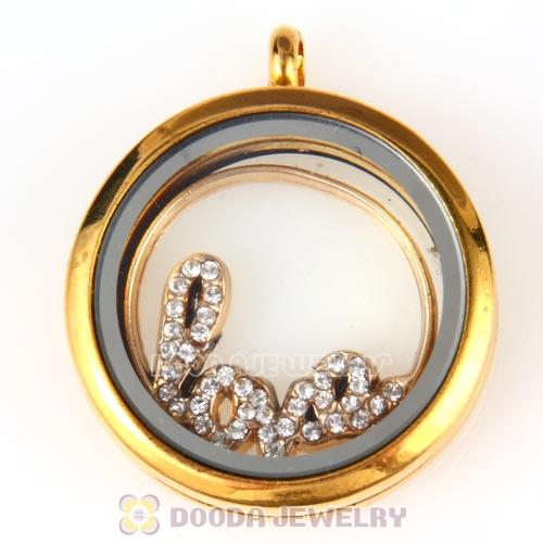 22mm Large Rose Gold Love Alloy Window Plate with Crystal