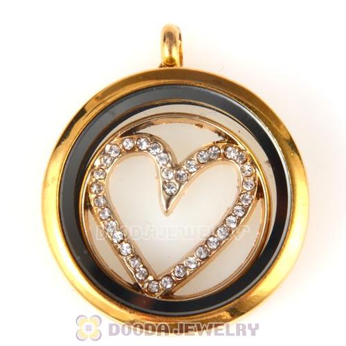 22mm Large Rose Gold Heart Alloy Window Plate with Crystal
