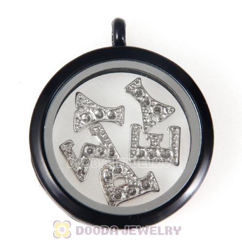 30mm Black Plated Alloy Glass Floating Locket Pendant Wholesale