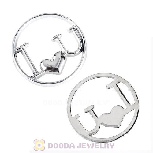22mm Large Platinum I LOVE U Alloy Window Plate