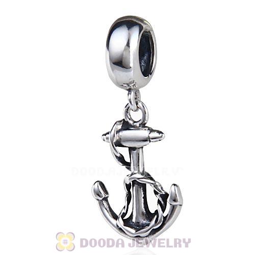 Antique Sterling Silver Dangle Anchor Charm Beads European Style