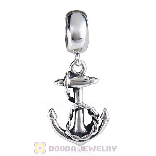 Antique Sterling Silver Dangle Anchor Charm Beads European Style