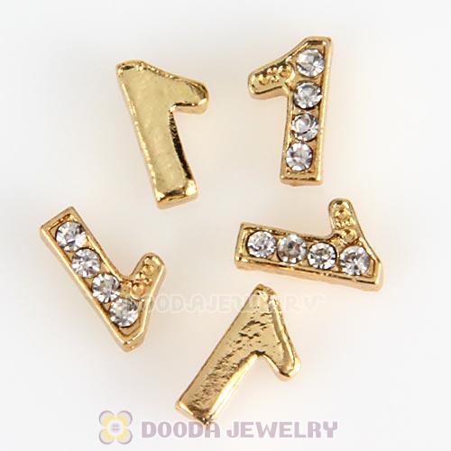 Gold Plated Alloy Number 1 with Crystal Floating Locket Charms Wholesale
