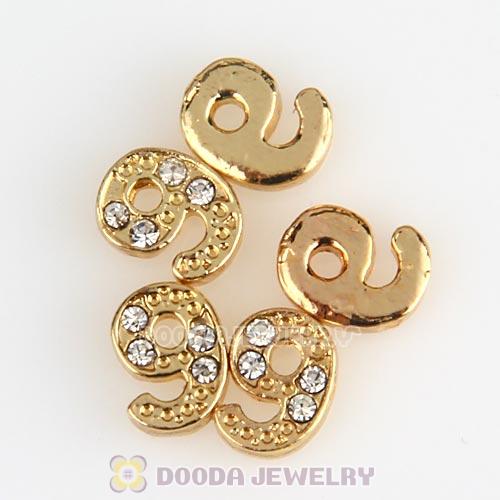 Gold Plated Alloy Number 6 with Crystal Floating Locket Charms Wholesale