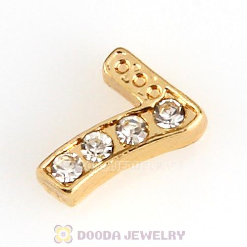 Gold Plated Alloy Number 7 with Crystal Floating Locket Charms Wholesale