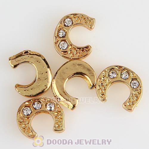 Gold Plated Alloy Letter C with Crystal Floating Locket Charms Wholesale