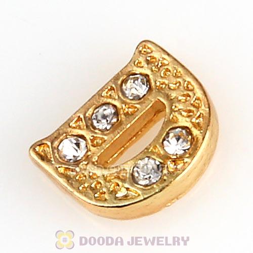 Gold Plated Alloy Letter D with Crystal Floating Locket Charms Wholesale
