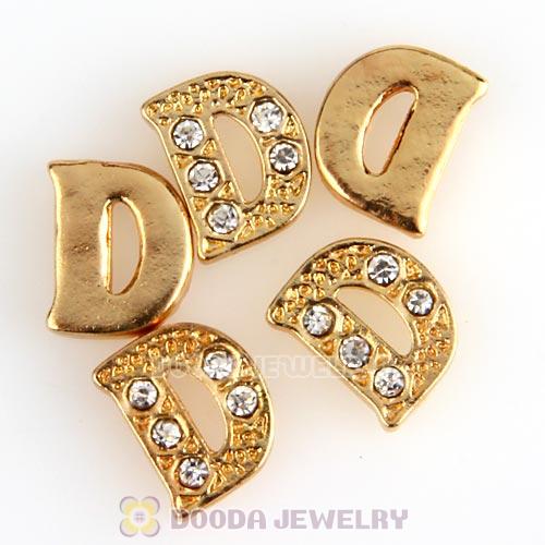 Gold Plated Alloy Letter D with Crystal Floating Locket Charms Wholesale