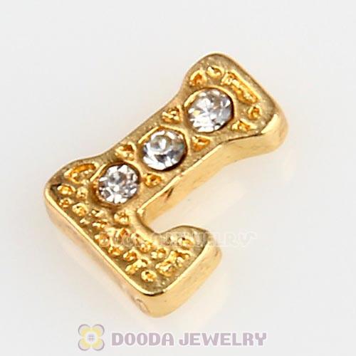 Gold Plated Alloy Letter L with Crystal Floating Locket Charms Wholesale
