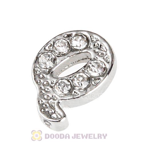 Platinum Plated Alloy Letter Q with Crystal Floating Locket Charms Wholesale