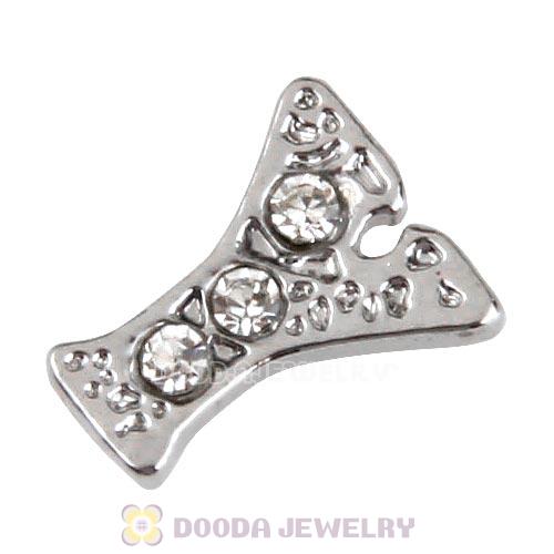 Platinum Plated Alloy Letter Y with Crystal Floating Locket Charms Wholesale