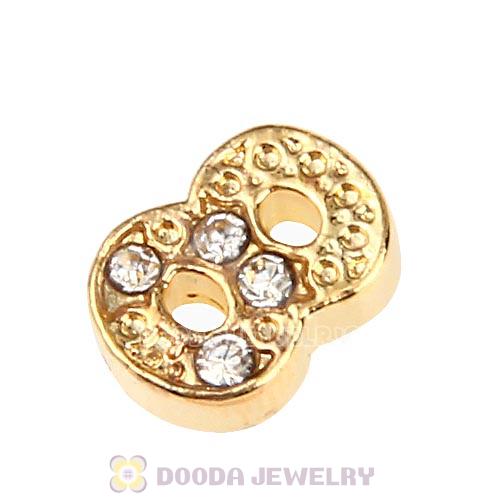 Gold Plated Alloy Number 8 with Crystal Floating Locket Charms Wholesale