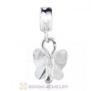 European Sterling Silver Dangle Clear Butterfly Austrian Crystal Charm