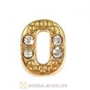 Gold Plated Alloy Number 0 with Crystal Floating Locket Charms Wholesale