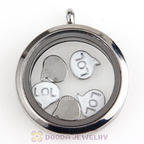 Platinum Plated Alloy Enamel Lol talk bubble Floating Locket Charms Wholesale