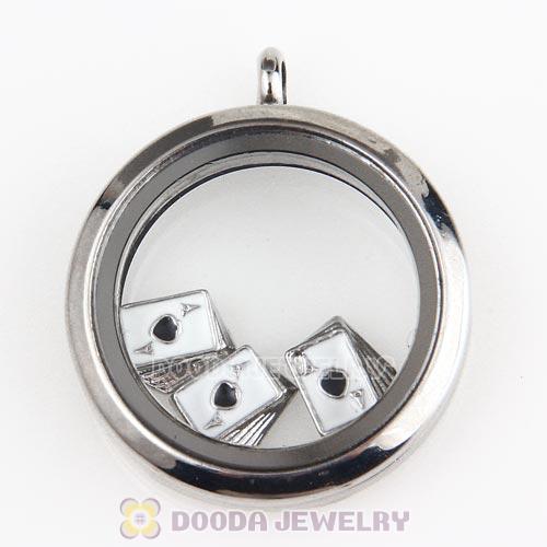 Platinum Plated Alloy Enamel Playing cards Floating Locket Charms Wholesale