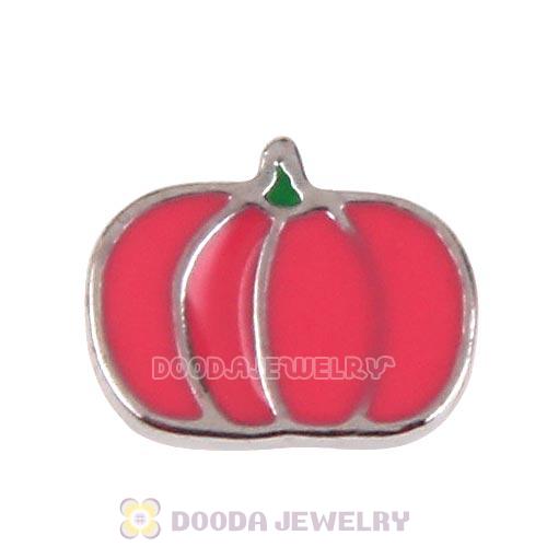 Platinum Plated Alloy Enamel Pumpkin Floating Locket Charms Wholesale