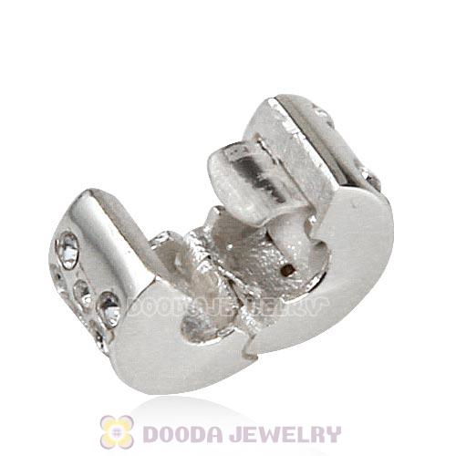 Sterling Silver Glimmer Clip Beads with Clear Austrian Crystal European Style