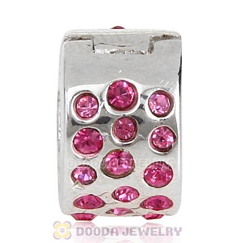Sterling Silver Glimmer Clip Beads with Rose Austrian Crystal European Style