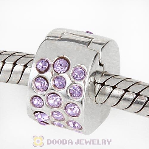 Sterling Silver Glimmer Clip Beads with Violet Austrian Crystal European Style