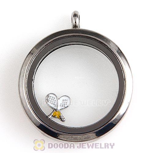 Platinum Plated Alloy Enamel Tennis Floating Locket Charms Wholesale