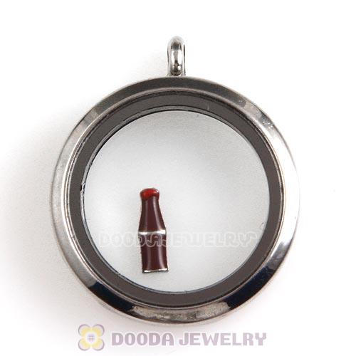 Platinum Plated Alloy Enamel Soda bottle Floating Locket Charms Wholesale