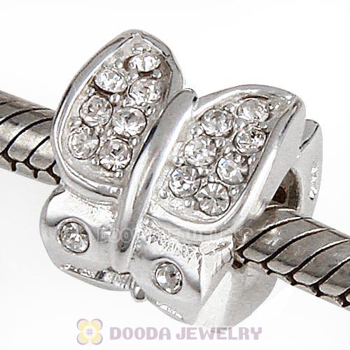 Sterling Silver Flutter Sky Bead with Clear Austrian Crystal