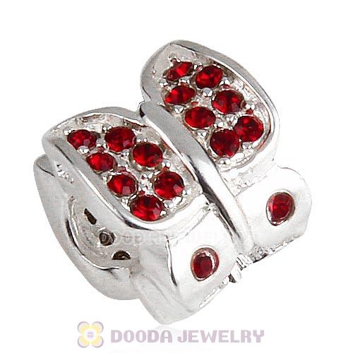 Sterling Silver Flutter Sky Bead with Siam Austrian Crystal