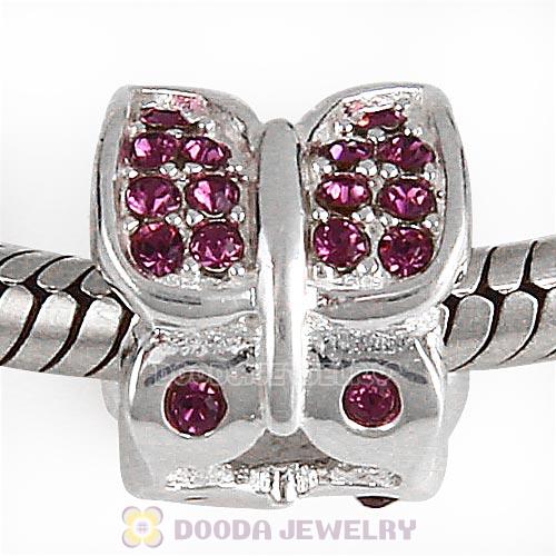 Sterling Silver Flutter Sky Bead with Amethyst Austrian Crystal