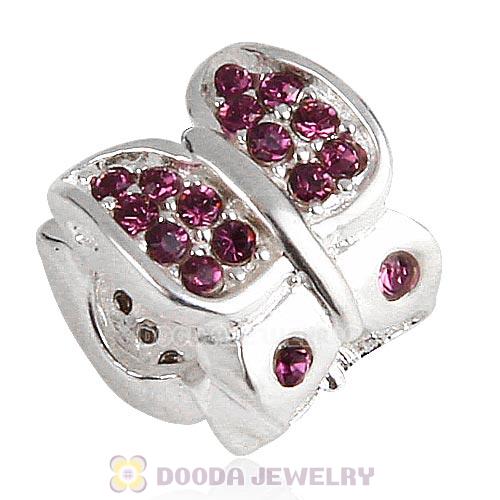 Sterling Silver Flutter Sky Bead with Amethyst Austrian Crystal