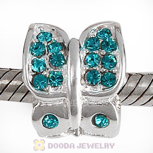 Sterling Silver Flutter Sky Bead with Blue Zircon Austrian Crystal