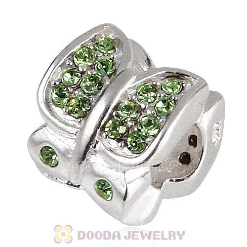 Sterling Silver Flutter Sky Bead with Peridot Austrian Crystal