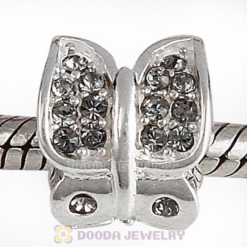 Sterling Silver Flutter Sky Bead with Black Diamond Austrian Crystal
