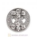 Platinum Plated Alloy Greek Letter Theta with Crystal Floating Locket Charms Wholesale