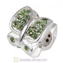 Sterling Silver Flutter Sky Bead with Peridot Austrian Crystal