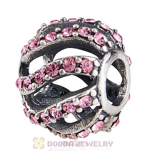 Sterling Silver Winter Wisp Bead with Light Rose Austrian Crystal