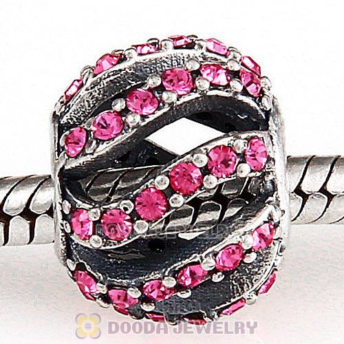 Sterling Silver Winter Wisp Bead with Rose Austrian Crystal