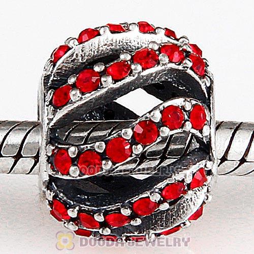 Sterling Silver Winter Wisp Bead with Light Siam Austrian Crystal