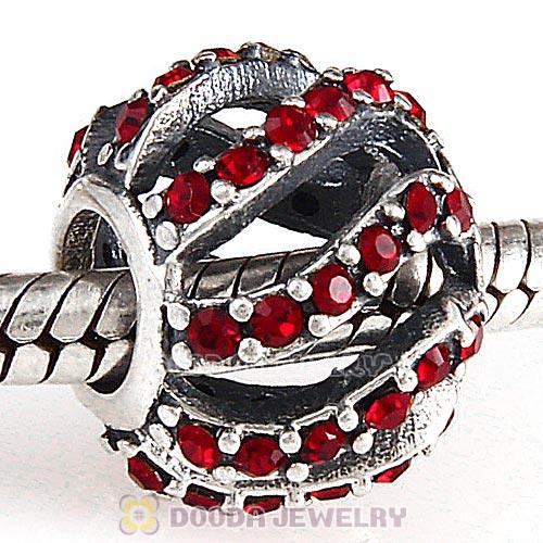 Sterling Silver Winter Wisp Bead with Siam Austrian Crystal