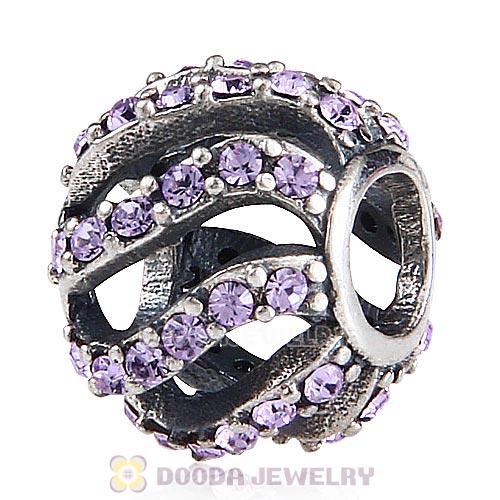 Sterling Silver Winter Wisp Bead with Violet Austrian Crystal