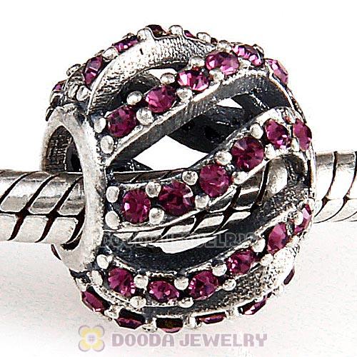 Sterling Silver Winter Wisp Bead with Amethyst Austrian Crystal