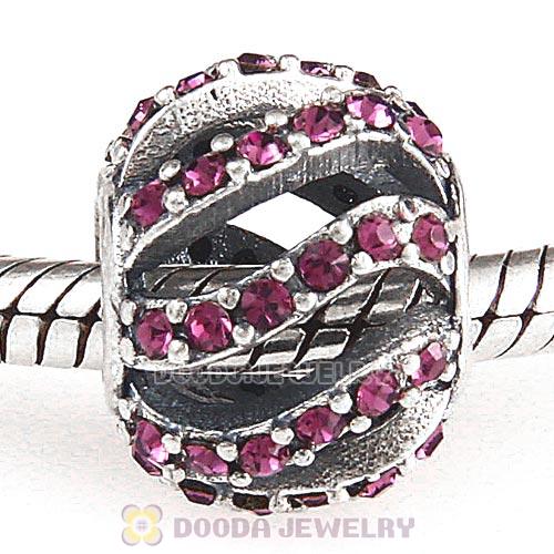 Sterling Silver Winter Wisp Bead with Amethyst Austrian Crystal