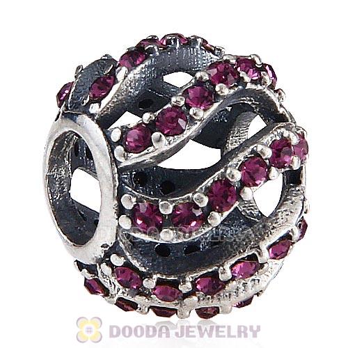 Sterling Silver Winter Wisp Bead with Amethyst Austrian Crystal