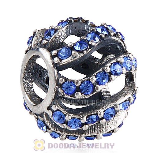 Sterling Silver Winter Wisp Bead with Sapphire Austrian Crystal