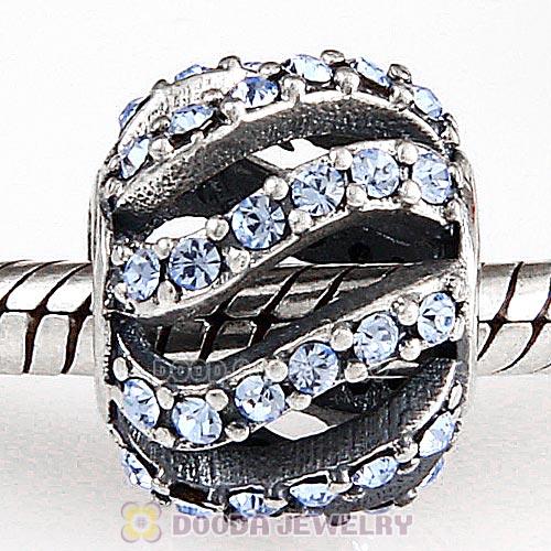 Sterling Silver Winter Wisp Bead with Light Sapphire Austrian Crystal
