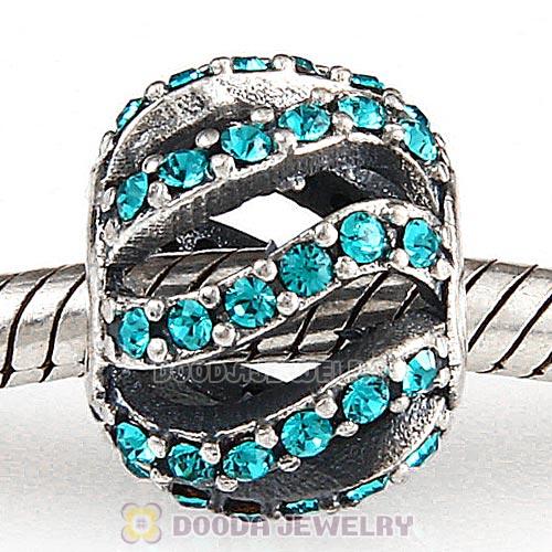 Sterling Silver Winter Wisp Bead with Blue Zircon Austrian Crystal