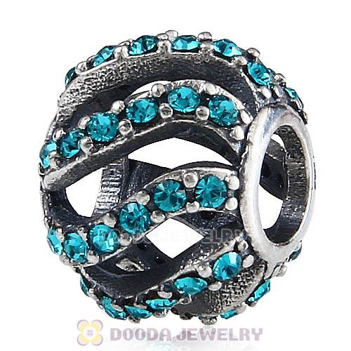 Sterling Silver Winter Wisp Bead with Blue Zircon Austrian Crystal