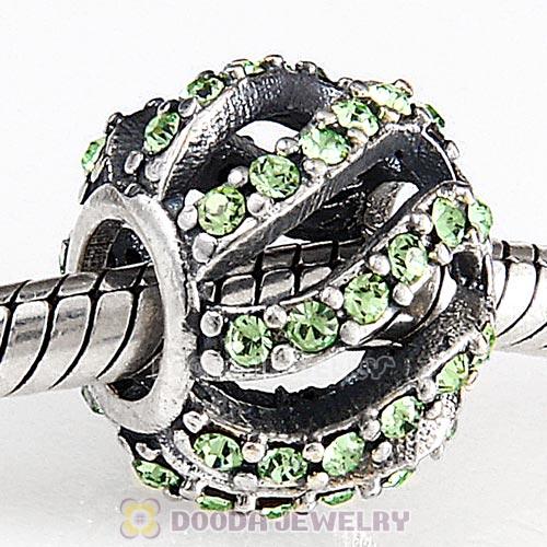 Sterling Silver Winter Wisp Bead with Peridot Austrian Crystal
